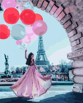 Алмазная мозаика Принцесса и шары 40x50 см GZS1087 Brushme 