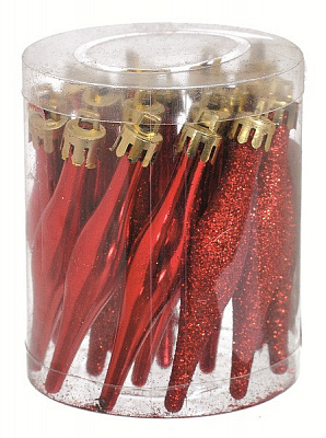 Набор новогодних украшений Сосулька красная B-690691 9,5 см 18 шт./уп. 