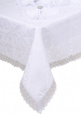 Скатертина з серветками KDK 160x220 см білий Karna