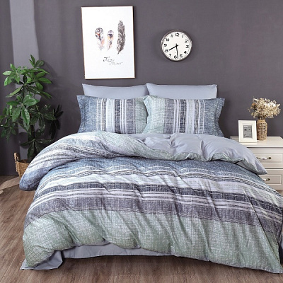 Комплект постельного белья семейный серый с принтом Word of Dream 