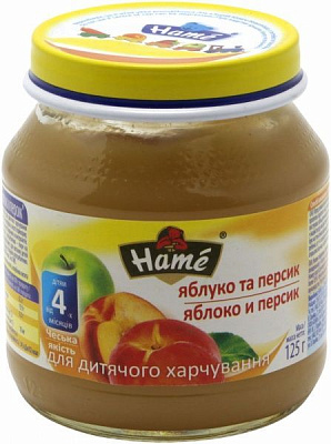 Пюре Hame Яблуко персик 125 г 8595139717032