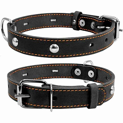 Ошейник Collar одинарный с украшениями 2x32-40см, черный