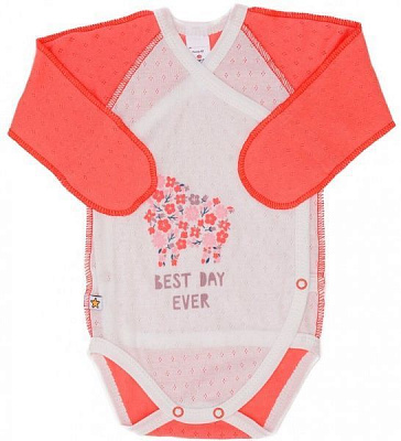 Боді дитяче ТМ Софія р.62 білий з кораловим 181162