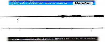 Спінінгове вудлище Condor 215 см Black Stream, тест 4-21 г, карбон М8