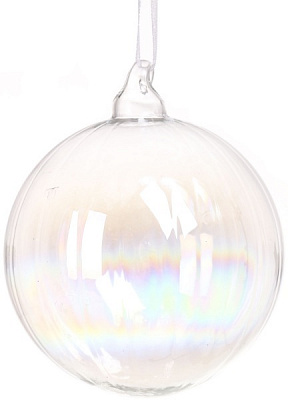 Елочная игрушка в форме шара прозрачная 8 см 