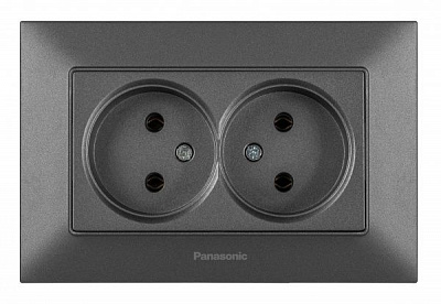 Розетка подвійна без заземлення Panasonic Arkedia Slim без шторок без кришки димчастий 480200250