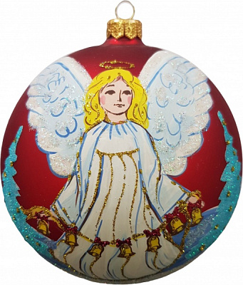 Куля новорічна Юріта Дівчина Ангел d 130 мм червоний 120866M