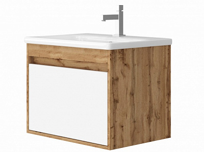 Тумба підвісна ЮВЕНТА Тумба Malta - 65 дуб Вотан з умивальником Soft-65