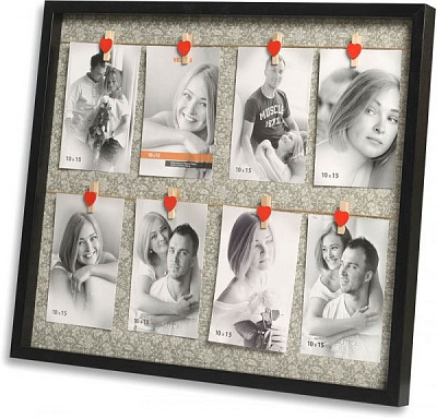 Мультирамка Velista прищепка на 8 фото черная 10x15 см 