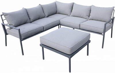 Комплект металлической мебели Чикаго (угловой диван + столик 68х68х34 см) серый
