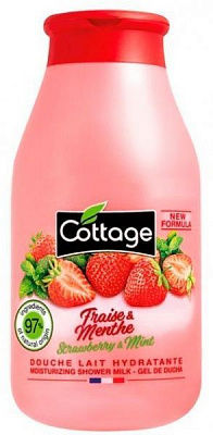 Гель Cottage молочко для душа клубника и мята 250 мл