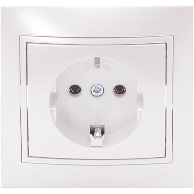 Розетка с заземлением Lezard Mira 16 А 250 В 701-3030-122В без шторок белый