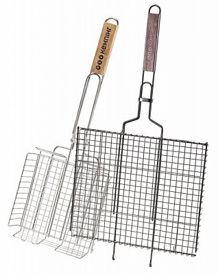 Решетка для мангала Кемпинг двойная с антипригарным покрытием BQ-69 + двойная хромированная G103
