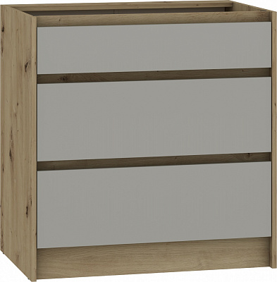 Тумба нижняя с ящиками МС Злата 80х82х52 шиншилла серая/дуб артизан Грейд