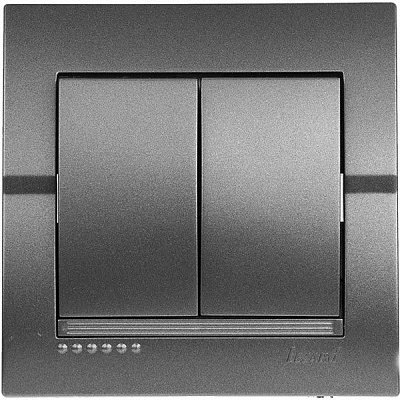Выключатель двухклавишный Lezard Deriy без подсветки 10 А 250В темно-серый металлик 702-2929-101