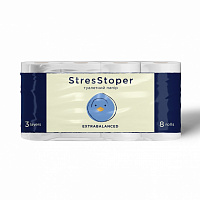 Туалетний папір Кохавинська папірня StresStoper тришаровий 8 шт.