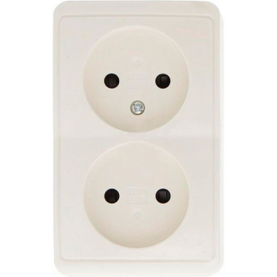 Розетка двойная без заземления HausMark Domo без шторок крем HSN-SCP.H3C20G2WTG-CR
