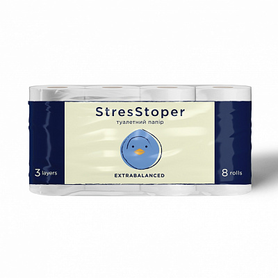Туалетная бумага Кохавинська папірня StresStoper трехслойная 8 шт.