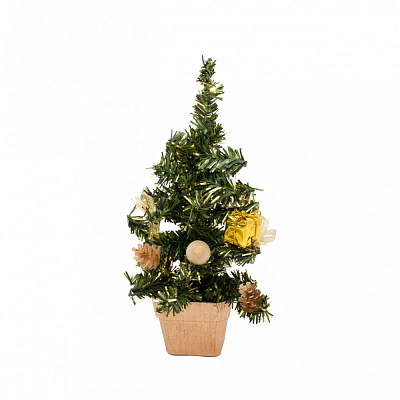 Искусственная елка украшеная, 20 см золотистый