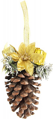 Прикраса новорічна Девілон Шишка золота 930173 10 см