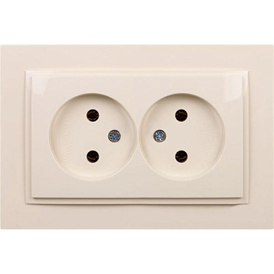 Розетка подвійна без заземлення Mono Despina без шторок без кришки кремовий 102-170005-121