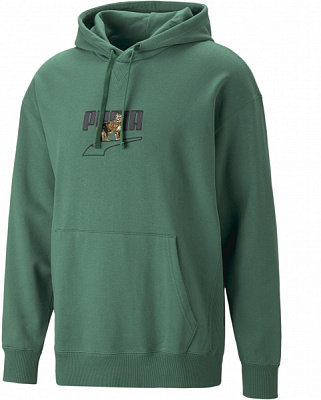 Джемпер Puma PUMA DOWNTOWN GRAPHIC HOODIE TR 53824437 р. L зеленый
