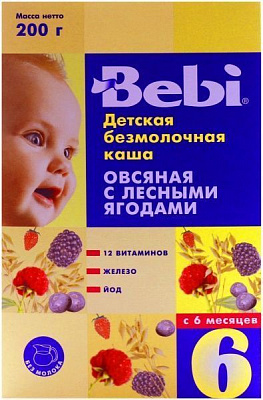 Каша безмолочна Bebi від 6 місяців вівсяна з лісовими ягодами 3838471016520 200 г