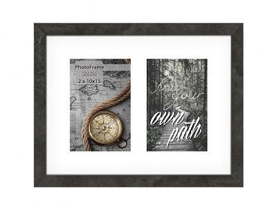 Фоторамка с паспарту SvitArt FKP-2-1913-3A 10x15 см гранитный серый 