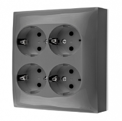 Розетка четверная с заземлением Simon Aquaclick IP20 серый ACGSZN4/16