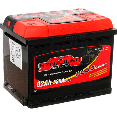 Акумулятор автомобільний SZNAJDER Plus 6СТ- 62Aз 62А 12 B «+» ліворуч