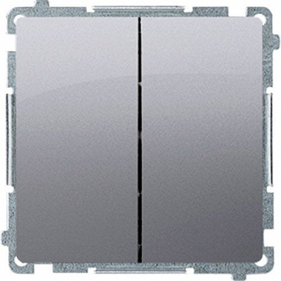 Вимикач двоклавішний Simon Basic без підсвітки 10 А 250В срібний BMW5.01/21