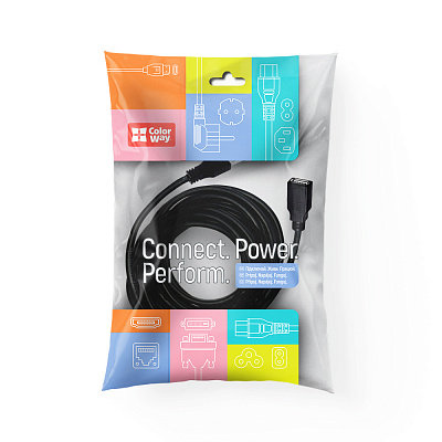 Перехідник ColorWay подовжувач USB 2.0 AM/AF чорний 1,8 м (CW-CBUF076-BK)