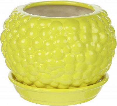 Горшок Ориана-Запорожкерамика Шар bubble круглый 0,4л лимонный (037-3-158) 