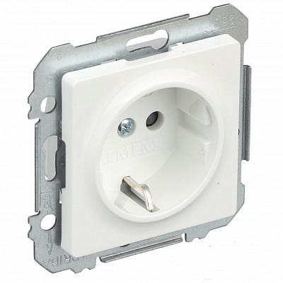 Розетка с заземлением Siemens Line IP20 полярно-белый 5UH10724WH