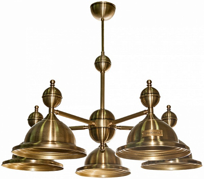 Люстра підвісна Фабрика Світла Більярд 5xE27 латунь НСБ 47-5х60-051