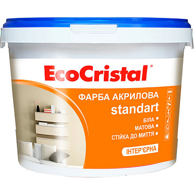 Краска акриловая водоэмульсионная EcoCristal Стандарт ИР-231 мат белый 1л 