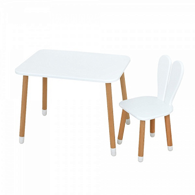 Комплект стіл і стілець ArinWOOD Зайчик білий 04-027W