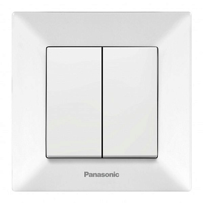 Выключатель двухклавишный Panasonic Arkedia Slim 10 А 250В белый 480100189