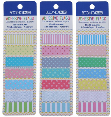 Стікер-закладинка 15х45 мм Fun 105 шт. паперові 7 кольорів асорті Economix