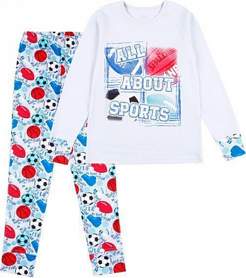 Пижама для мальчиков Фламинго Мячики р.164 серый с рисунком 253-222-31 