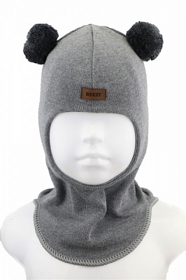 Шапочка детская для мальчика Beezy Мишка р.47-49 серый 1702 