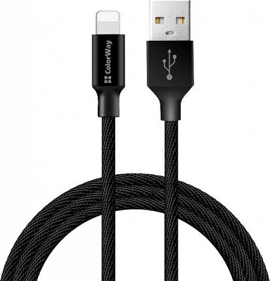 Кабель ColorWay USB - Apple Lightning 2.4А 2 м чорний