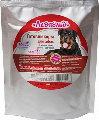 Корм Леопольд для собак готовий з м'ясом птиці і рисом з овочами 500 г