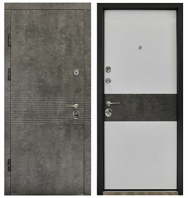 Дверь входная Министерство дверей Престиж 297 мрамор темный / белый 2050x960 мм левая