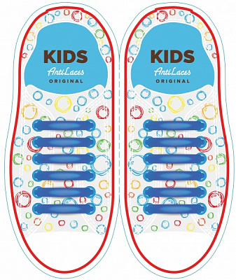 Шнурки силиконовые AntiLaces Kids 38 мм 12 шт. синий
