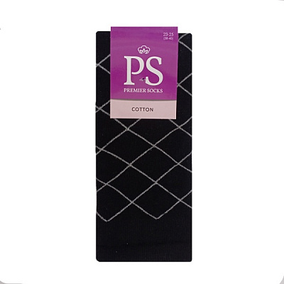 Гольфи жіночі Елегант Premier Socks з білими ромбами р.23-25 чорний 1 шт.