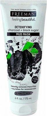 Маска для лица FREEMAN Feeling Beautiful грязевая Уголь Черный Сахар 175 мл