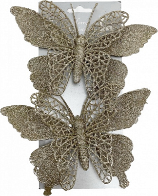 Декоративная подвеска Shunda Бабочка шампань 2 шт 12 см SD20-6829CH