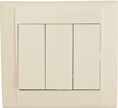 Вимикач триклавішний Makel Defne без підсвітки кремовий 42010091