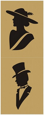 Табличка туалет Женский-Мужской пластик желтыйчерный 125 мм